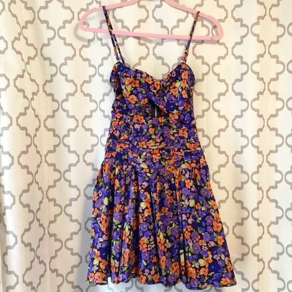 Shareen Collections Dark Floral Mini Cut Out Dress - NWT - 4 - Picture 2 of 6